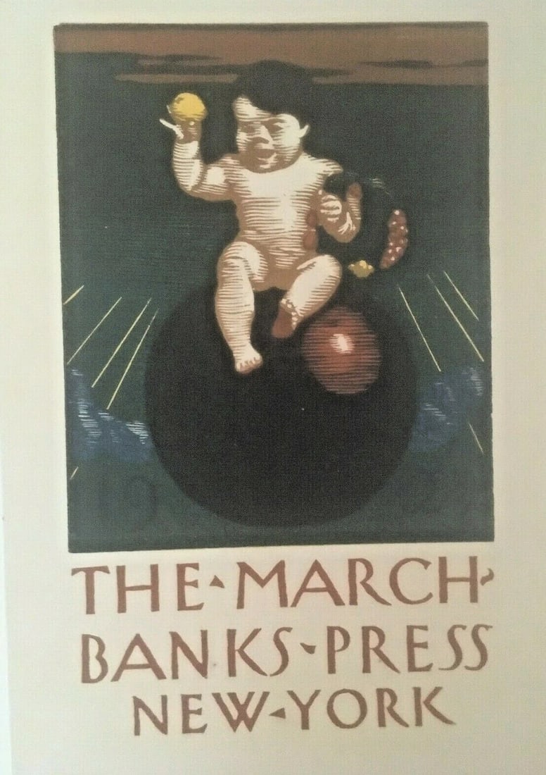 Original Vintage 1923 The Marchbank Press New York Poster Linen Backed - 2