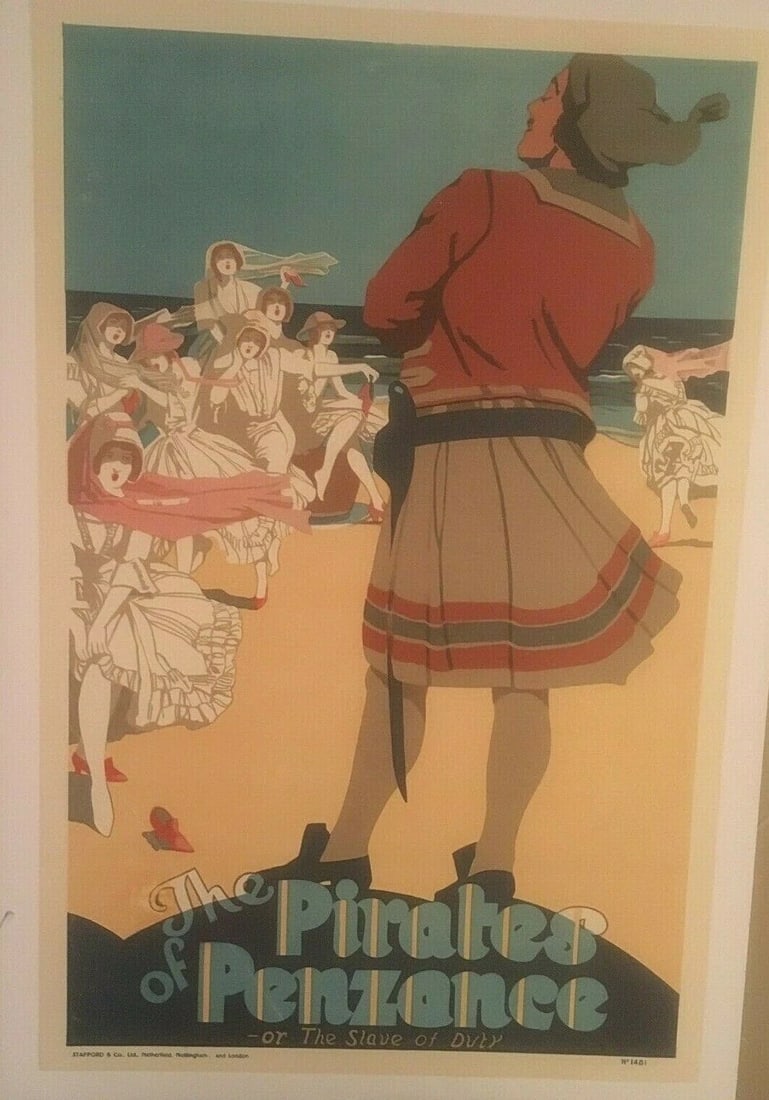 Original Vintage c.1930 Pirates of Penzance Operetta Poster Linen Backed - 2