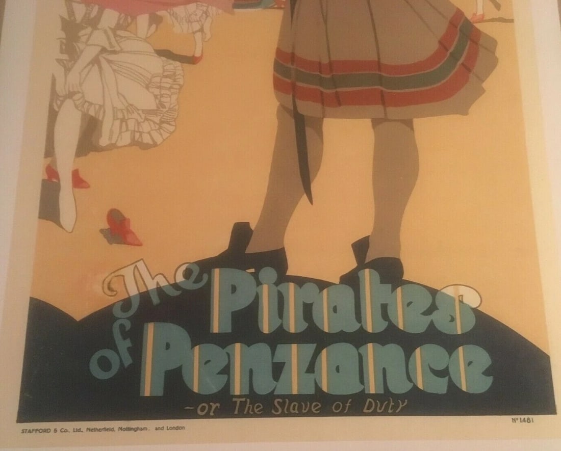 Original Vintage c.1930 Pirates of Penzance Operetta Poster Linen Backed - 4
