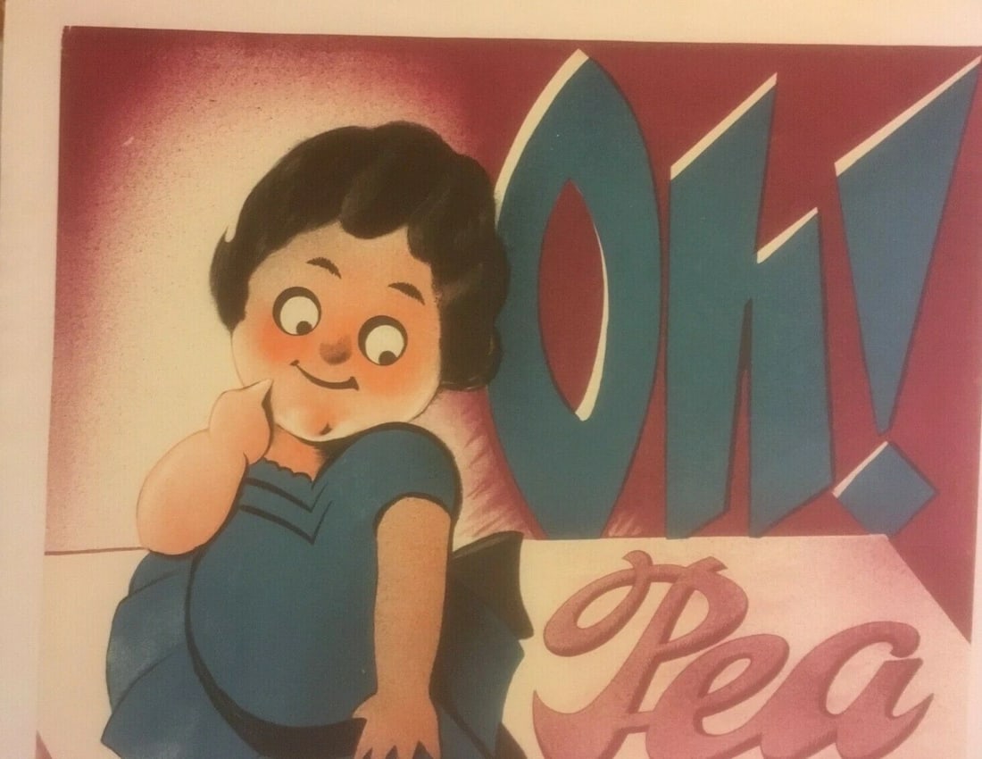 Original Vintage c.1930 "Oh Pea" German Chocolate Poster Linen Backed - 3