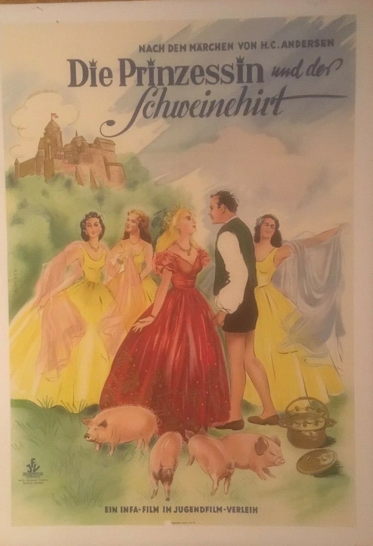 Original Vintage "Die Prinzessin Un Der Schweinehirt" German Film Poster Backed - 2