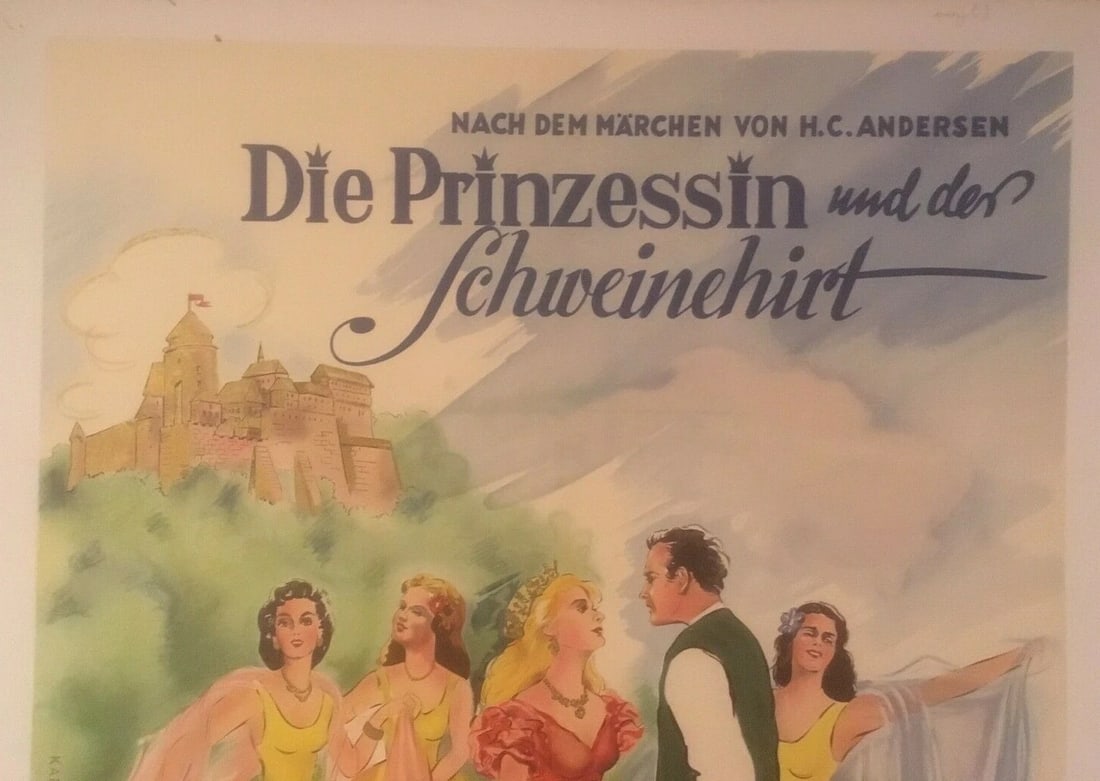 Original Vintage "Die Prinzessin Un Der Schweinehirt" German Film Poster Backed - 3