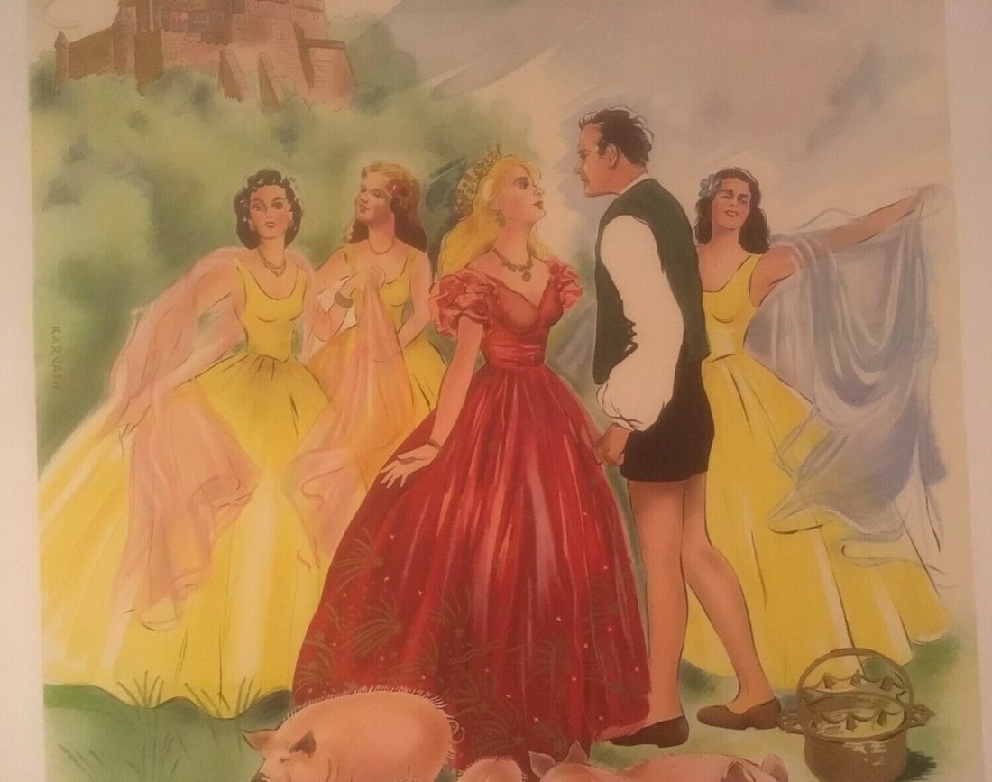 Original Vintage "Die Prinzessin Un Der Schweinehirt" German Film Poster Backed - 4