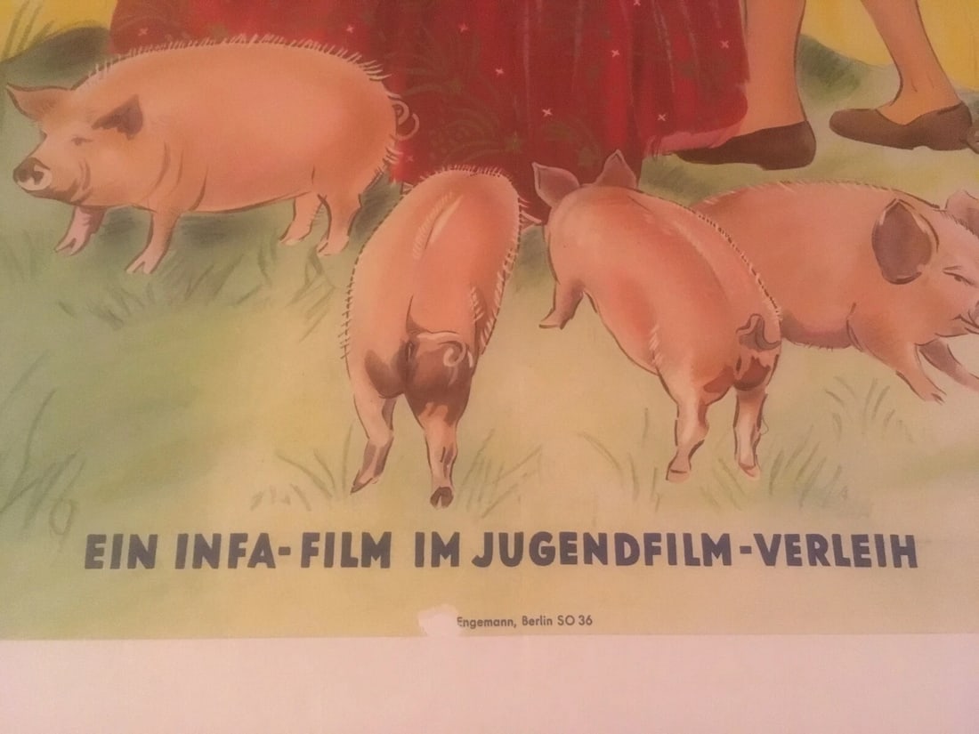 Original Vintage "Die Prinzessin Un Der Schweinehirt" German Film Poster Backed - 6