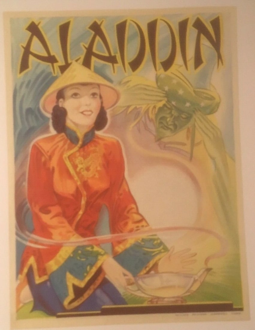 Original Vintage c.1930 Aladdin Children's Theater Poster Linen Backed - 2