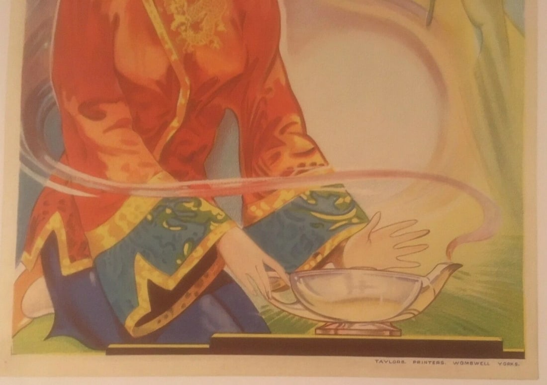 Original Vintage c.1930 Aladdin Children's Theater Poster Linen Backed - 4