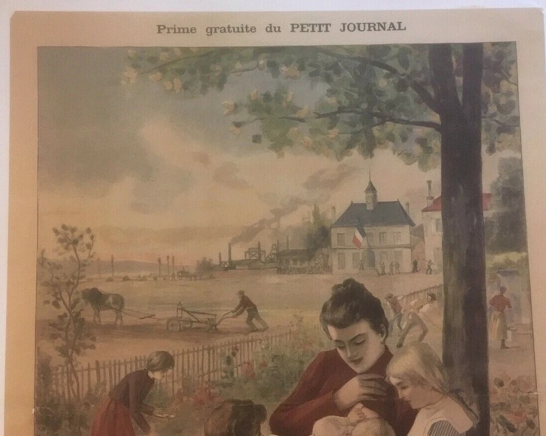 Original Vintage c.1900 French Petit Journal La Paix Insert Poster Linen Backed - 2