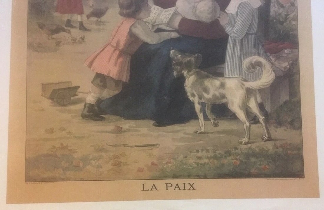 Original Vintage c.1900 French Petit Journal La Paix Insert Poster Linen Backed - 4