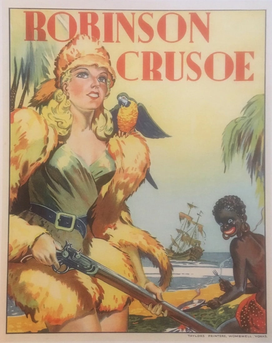 Original Vintage c.1930 Robinson Crusoe English Poster Linen Backed (1 of 3)