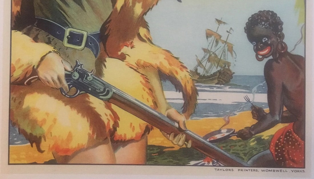 Original Vintage c.1930 Robinson Crusoe English Poster Linen Backed - 3