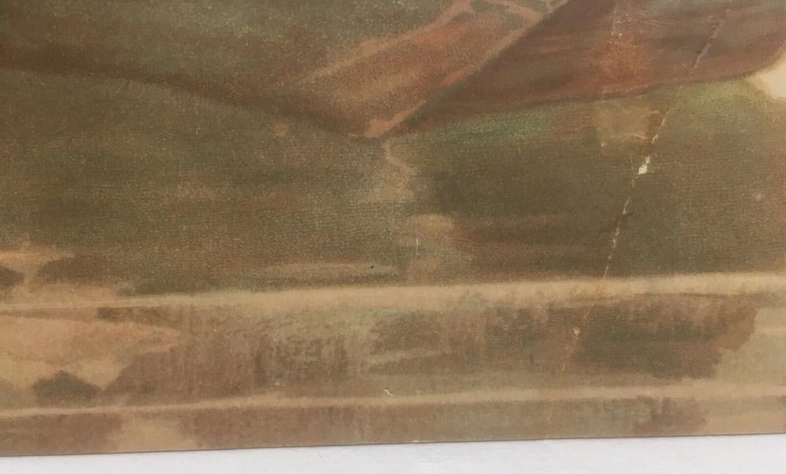 Original Vintage c.1900 "Out Fishing" Poster Linen Backed - 2