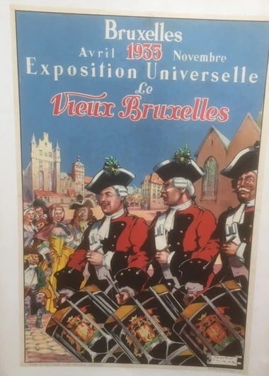 Original Vintage 1935 "Bruxelles" Belgium Travel Poster Linen Backed (1 of 3)