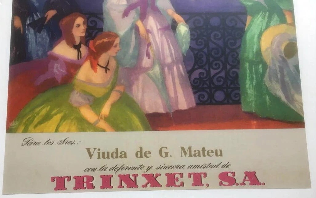 Original Vintage "Trinxet" c.1930 Spanish Linens Poster Linen Backed - 3