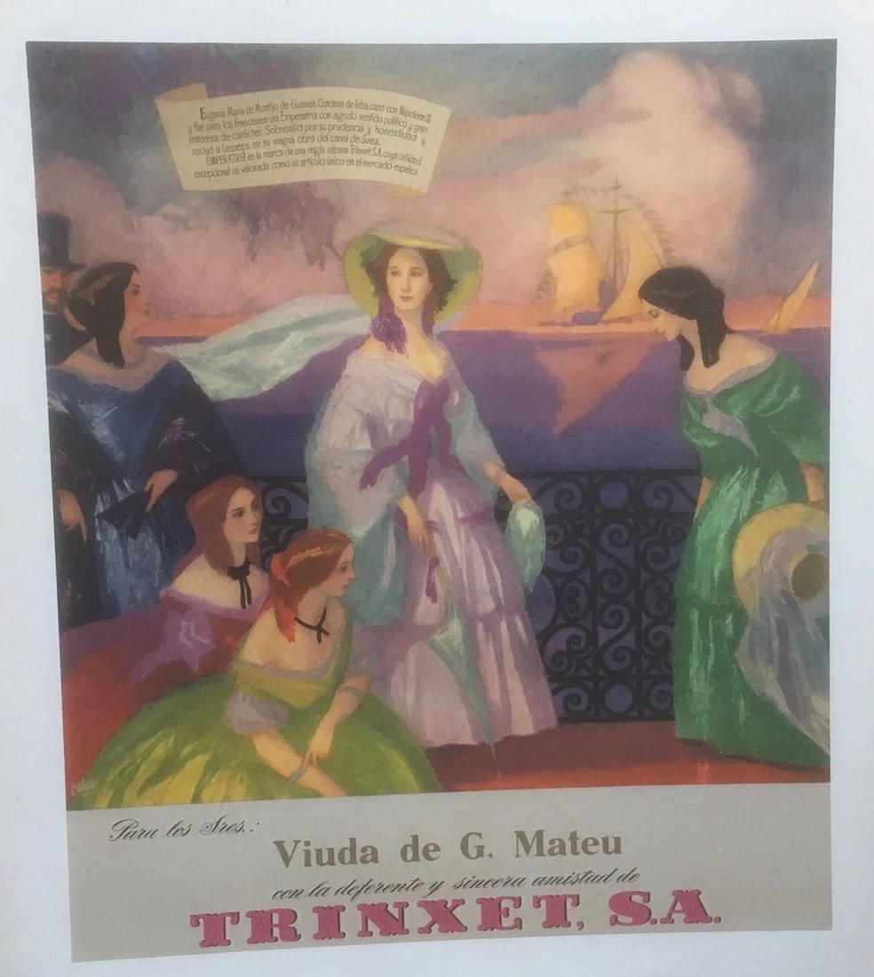 Original Vintage "Trinxet" c.1930 Spanish Linens Poster Linen Backed - 4