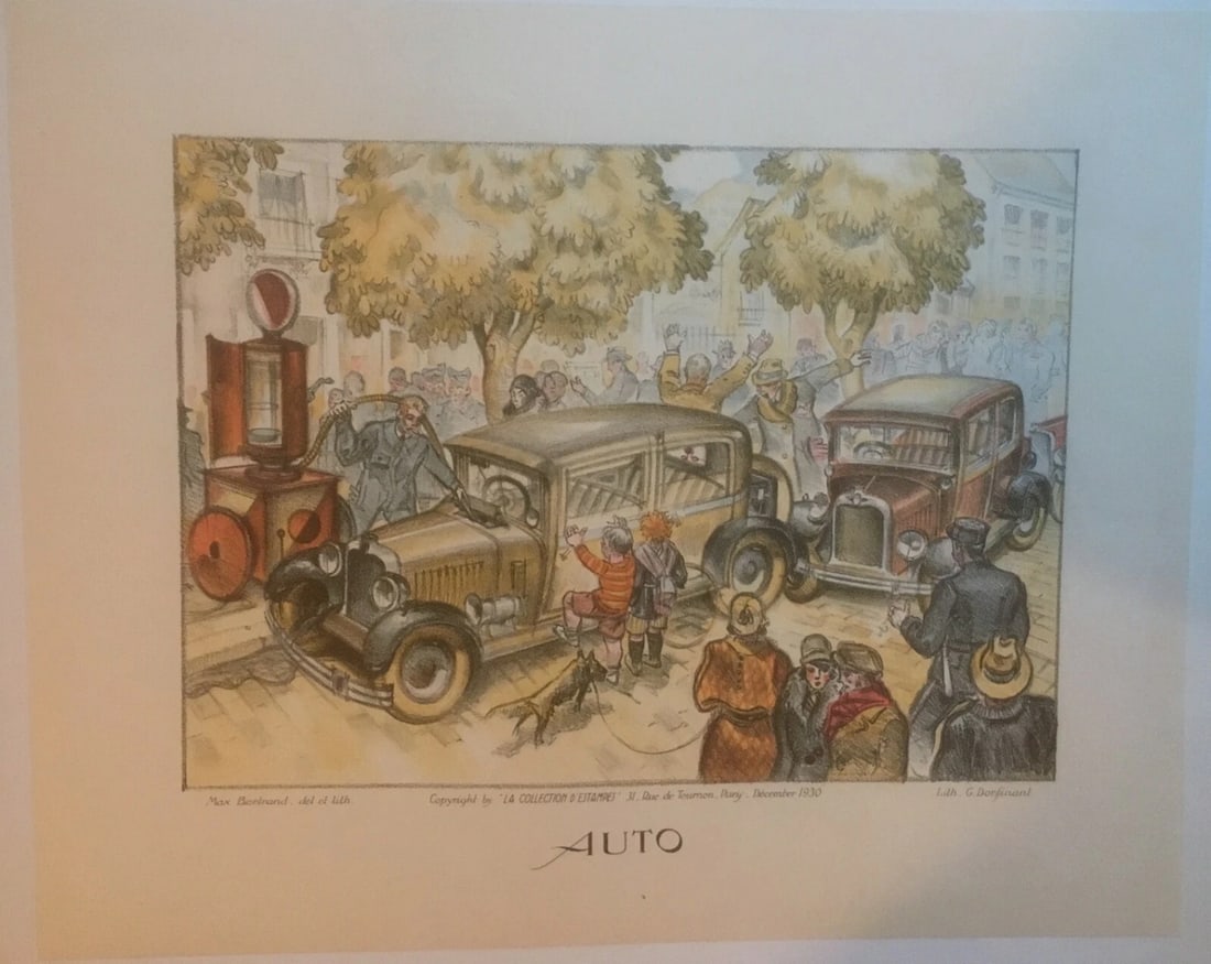Original Vintage "Auto" Art Poster Linen Backed (1 of 5)