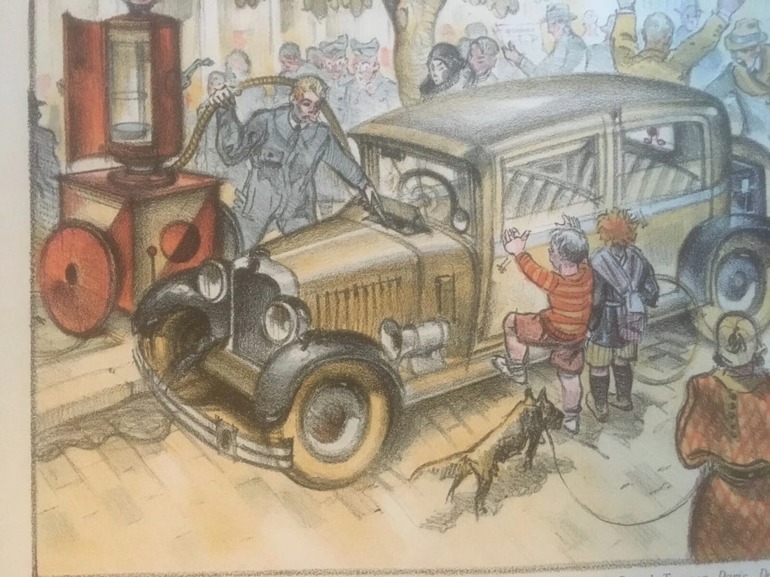 Original Vintage "Auto" Art Poster Linen Backed - 3