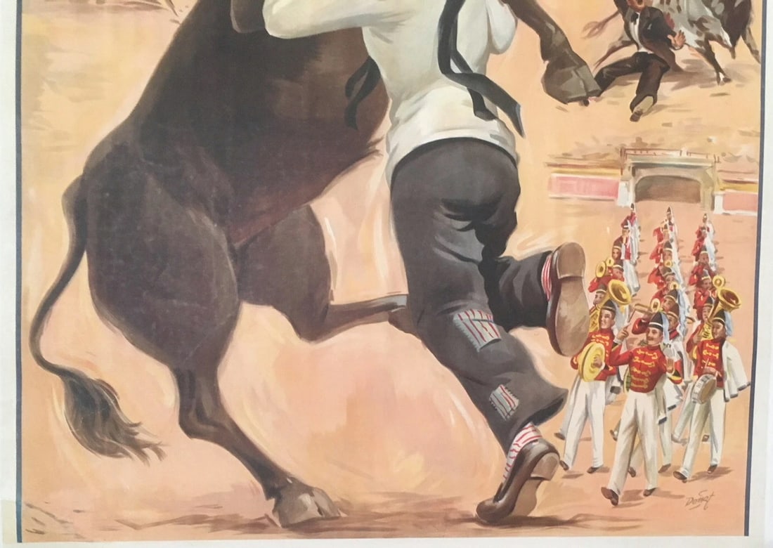 Original Vintage Spanish Llapisera Bull Fight Poster Linen Backed - 3