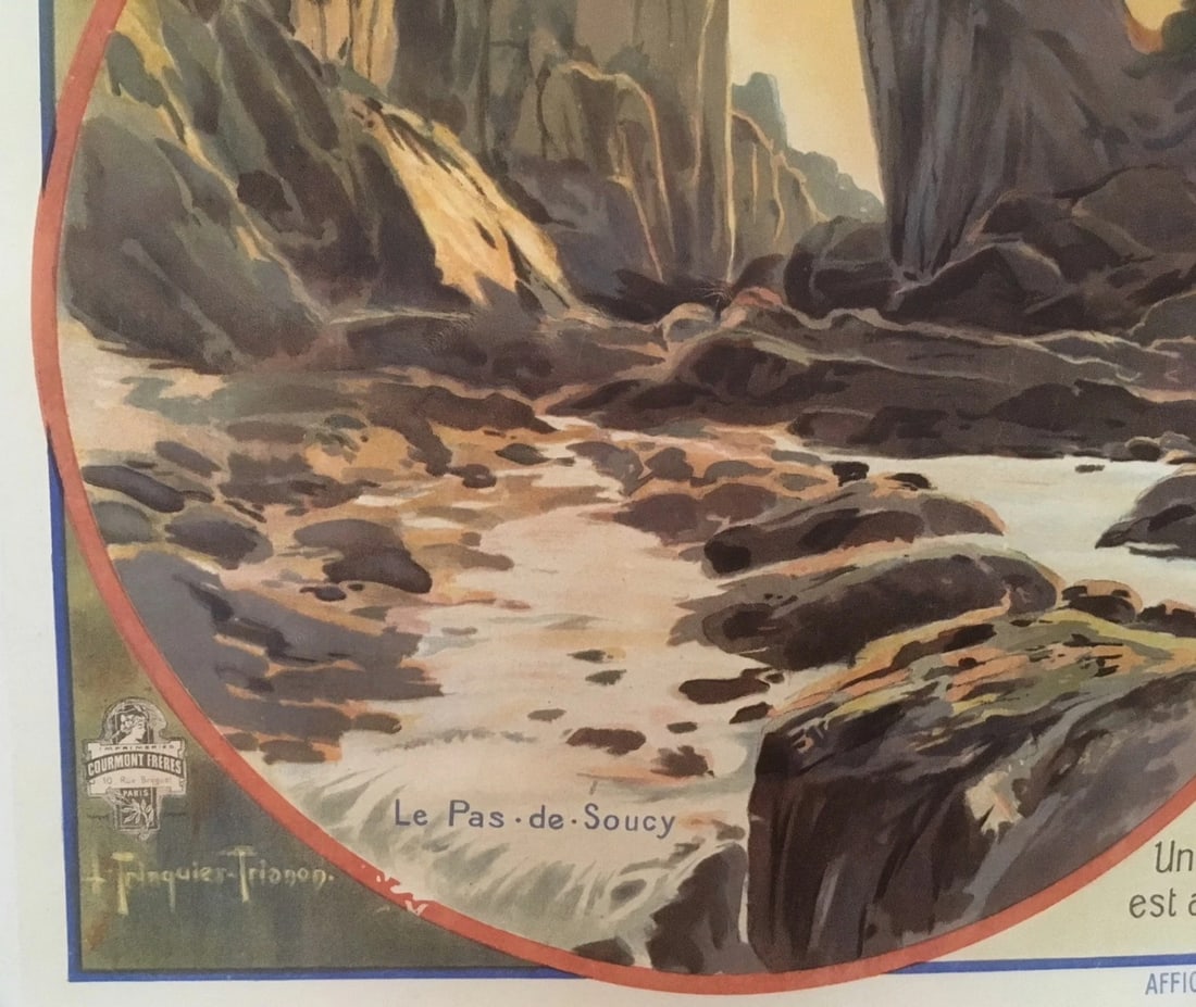 Original Vintage c.1890 Gorges du Tarn Railway Travel Poster Linen Backed - 4