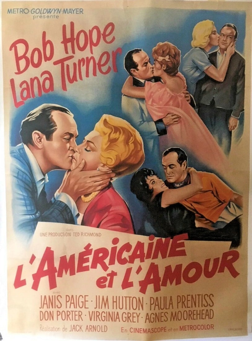 Original Vintage French Bob Hope Bachelor in Paradise Movie Poster Linen Backed (1 of 8)