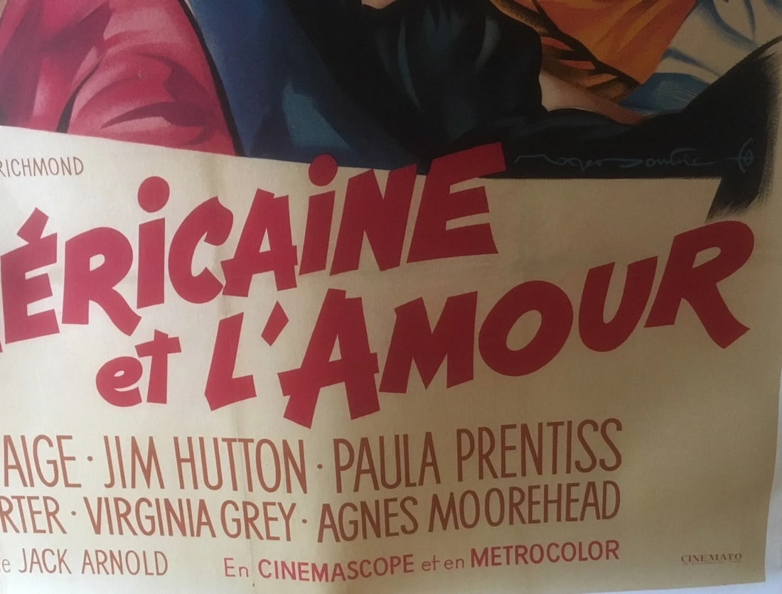 Original Vintage French Bob Hope Bachelor in Paradise Movie Poster Linen Backed - 4