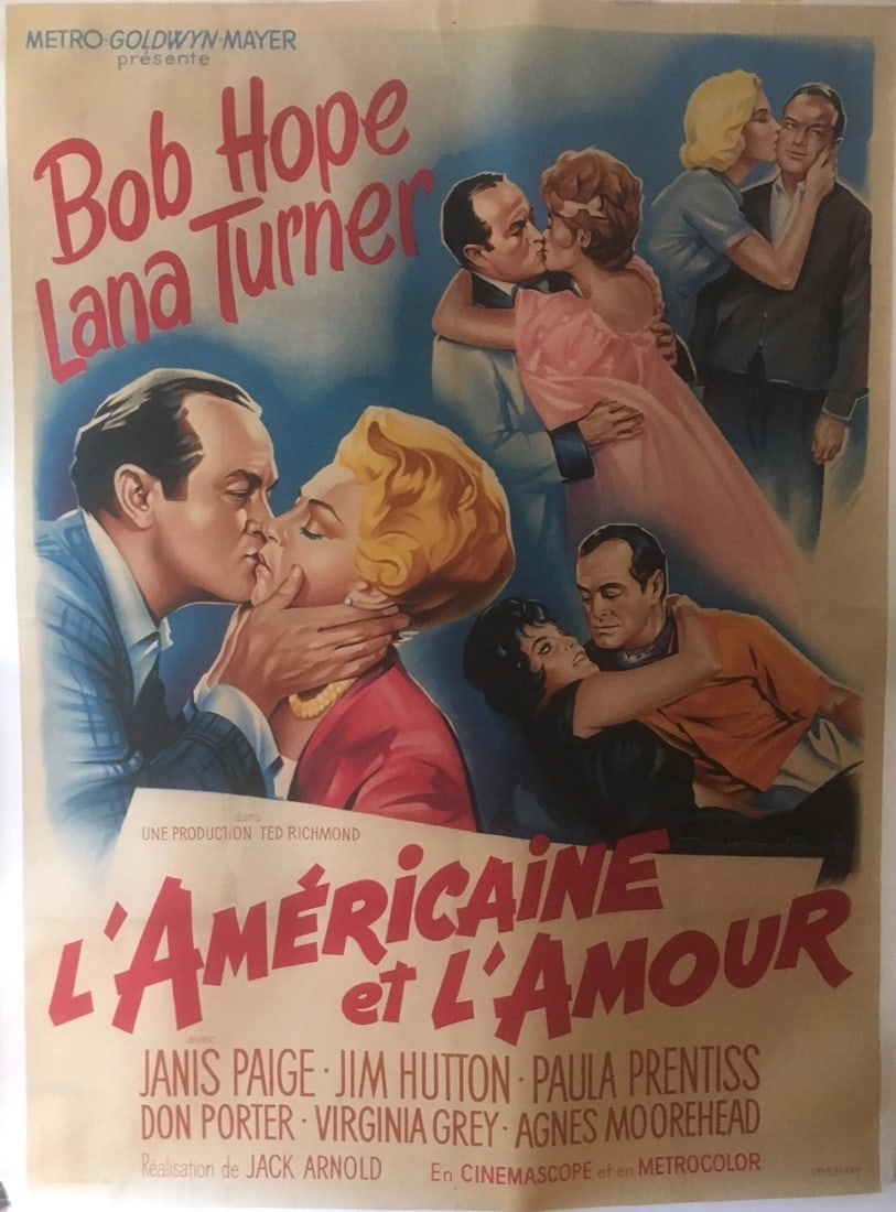 Original Vintage French Bob Hope Bachelor in Paradise Movie Poster Linen Backed - 5