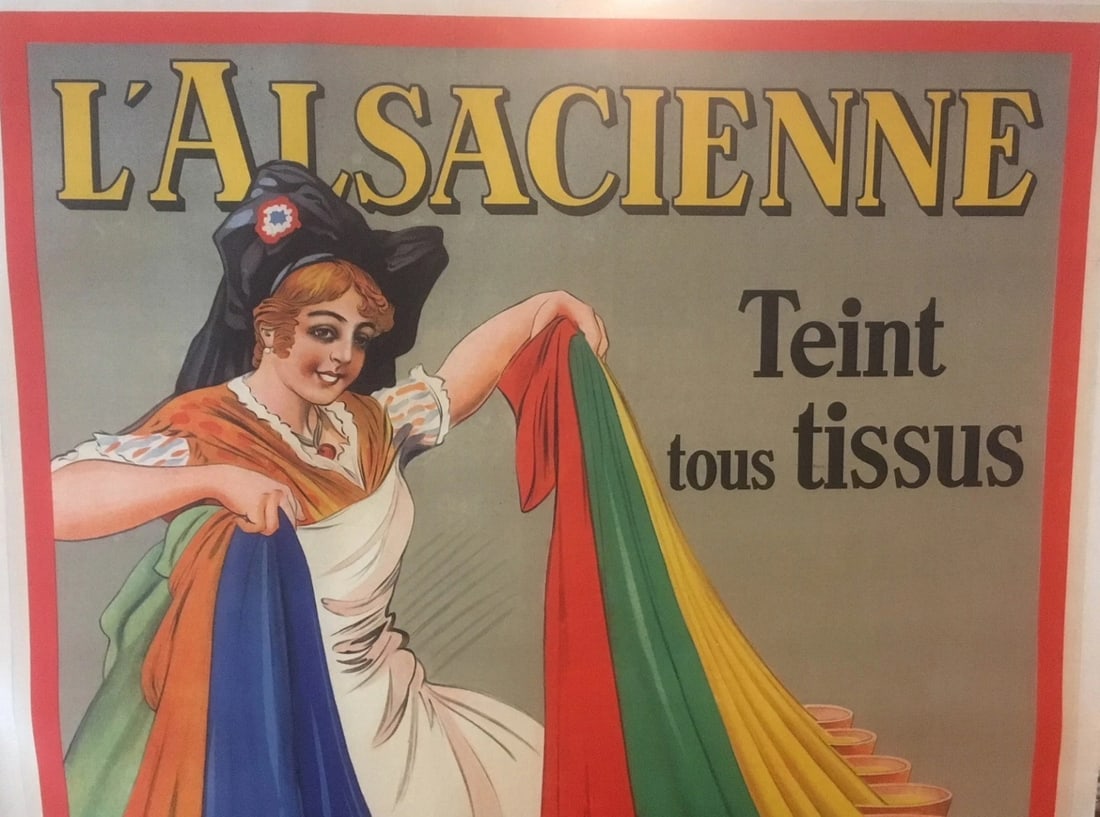 Original Vintage c.1920 L'Alsacienne French Fabric Dye Poster Linen Backed - 2