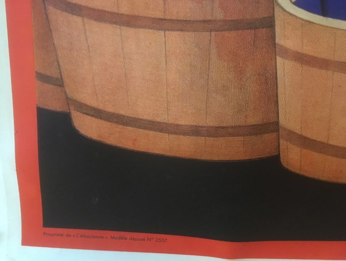 Original Vintage c.1920 L'Alsacienne French Fabric Dye Poster Linen Backed - 6