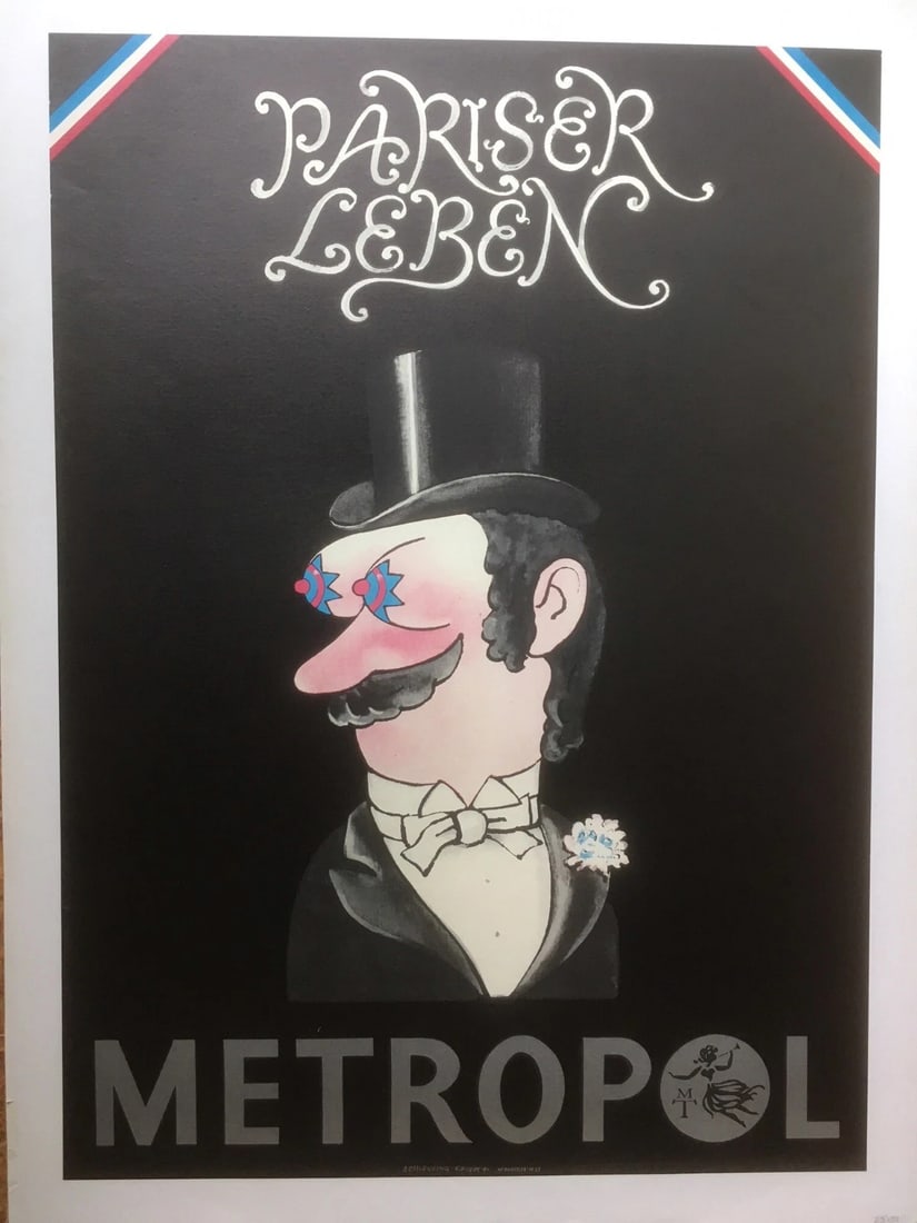 Original Vintage c.1960 Metropol Pariser Leben Entertainment Poster Linen Backed: Title: Original Vintage c.1960 Metropol Pariser Leben Entertainment Poster Linen Backed Description: Paris Live is the show advertised at the Metropol in this circa 1960 poster. It is linen backed,