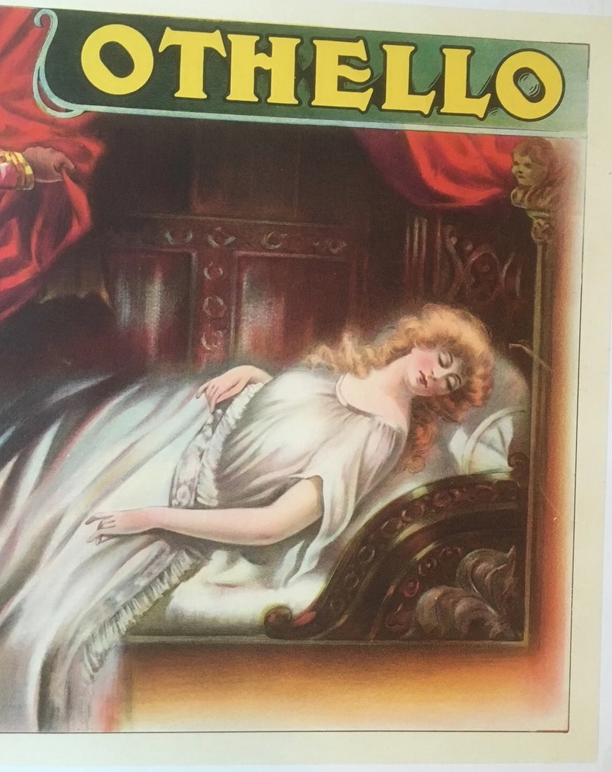 Original Vintage c.1920 English Othello Opera Poster Linen Backed - 3