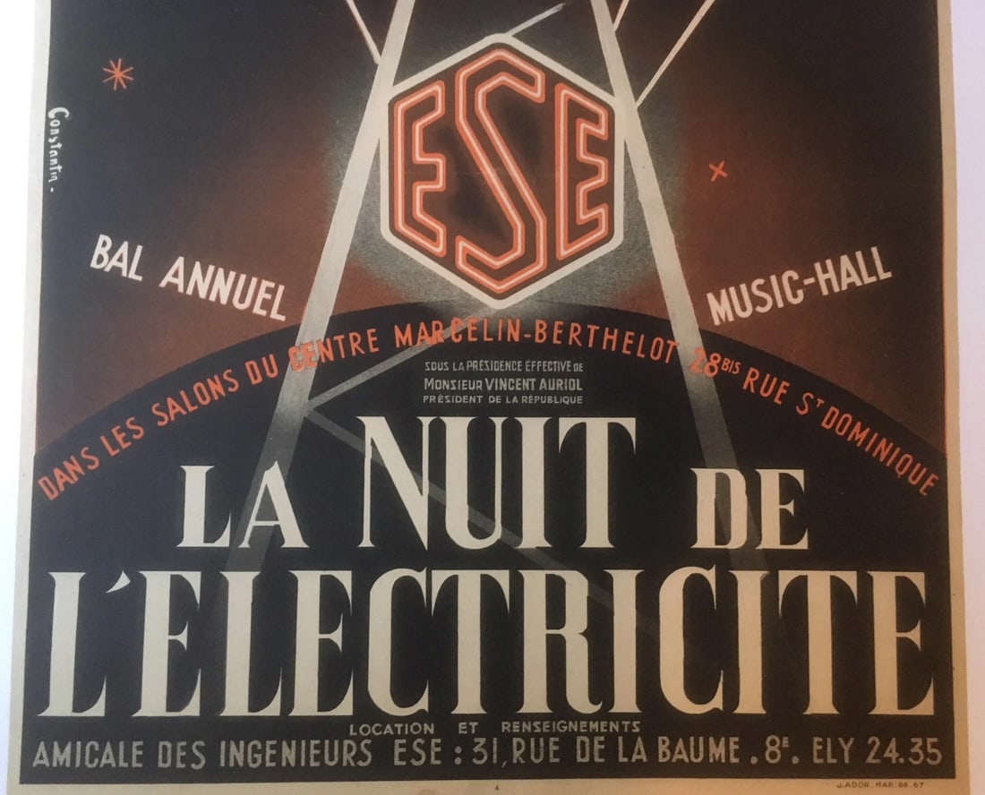 Original Vintage 1949 French Advertising Poster Linen Backed - 3