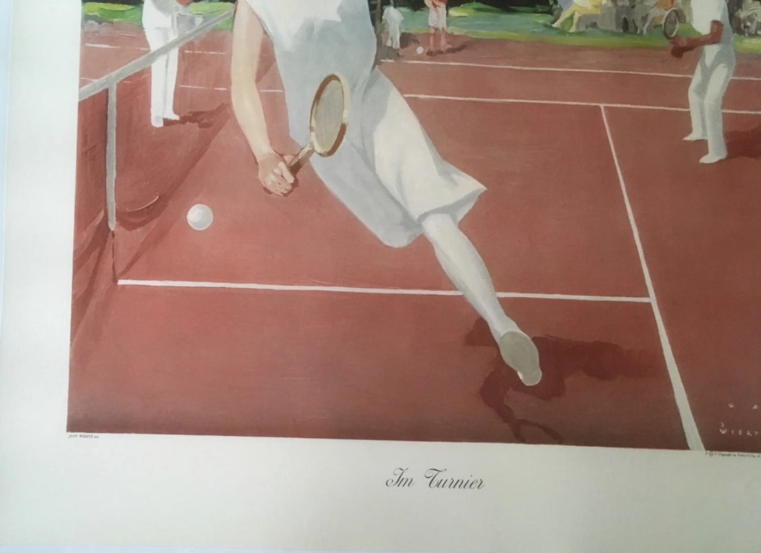 Original Vintage 1929 German Jupp Wiertz Im Turnier Tennis Poster Linen Backed - 3