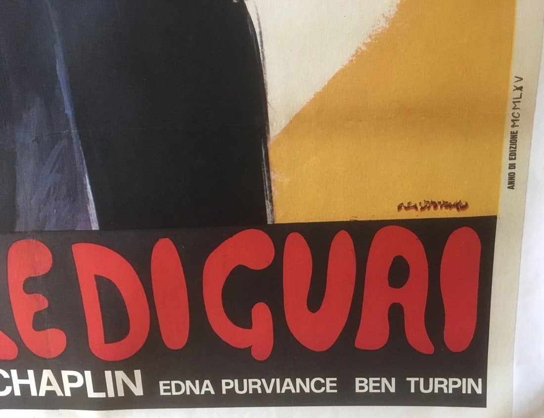 Original Vintage 1965 Chaplin Unmare Diguai Movie Poster Linen Backed - 6
