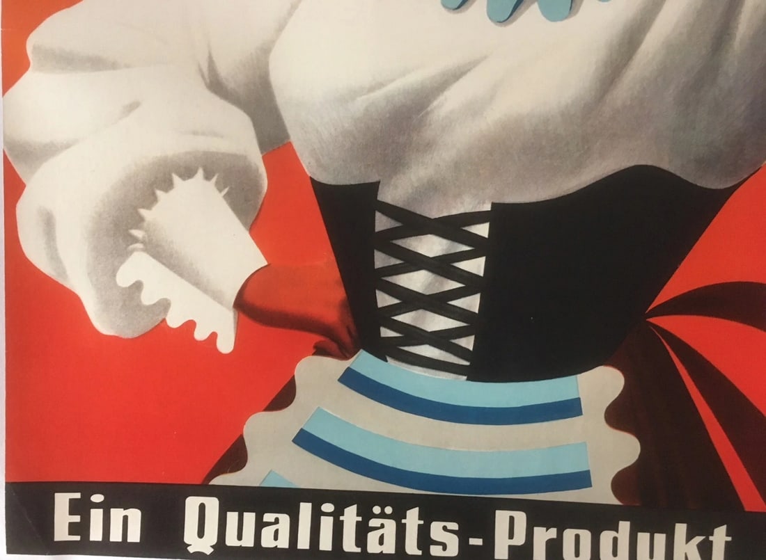 Original Vintage 1949 Swiss Agis Beverage Poster Linen Backed - 4