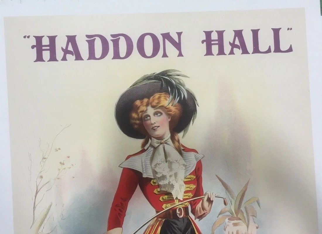 Original Vintage English c.1920 Haddon Hall Opera Poster Linen Backed - 2