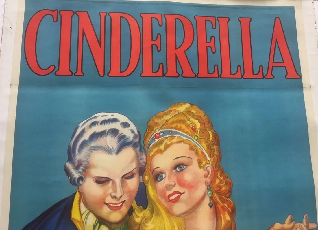 Original Vintage English Cinderella 3-Sheet Poster Linen Backed - 2