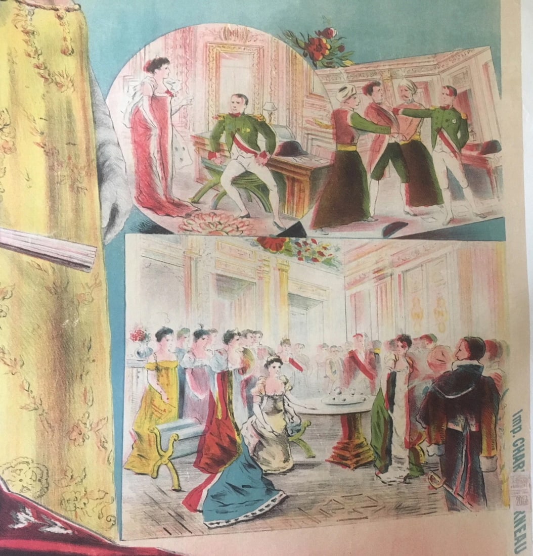 Original Vintage c.1907 French "Josephine and Napoleion" Poster Linen Backed - 4