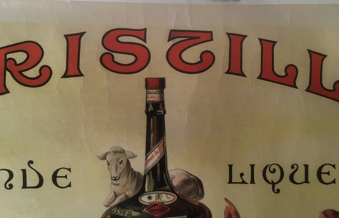 Original Vintage French "Cristille Liqueur" Poster Linen Backed - 2