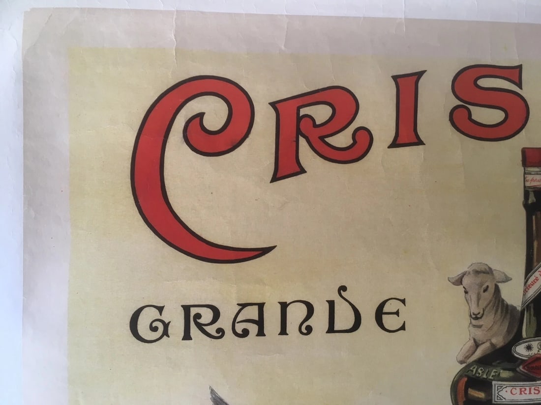 Original Vintage French "Cristille Liqueur" Poster Linen Backed - 3