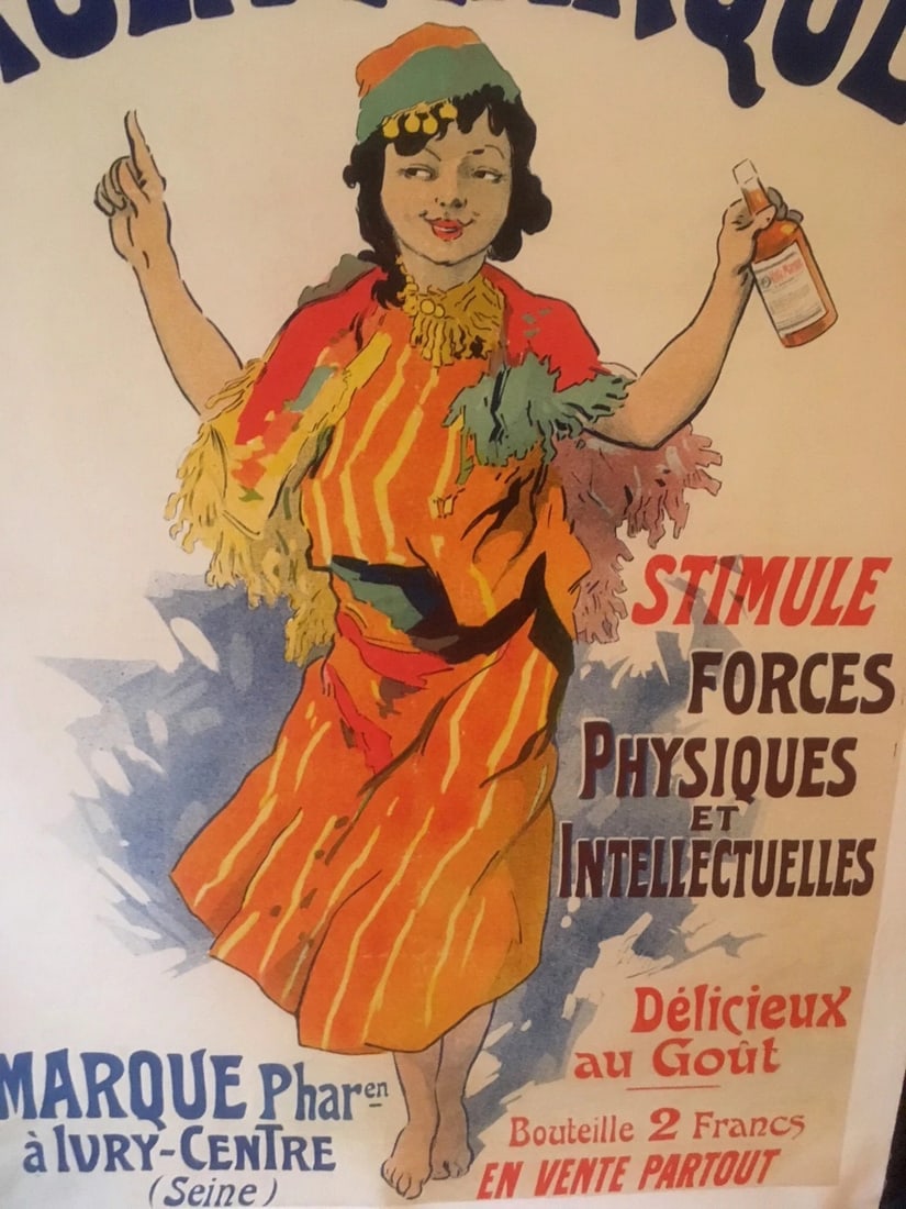 Original Vintage c.1895 Cheret "Kola Marque" Liquor Poster Linen Backed - 4