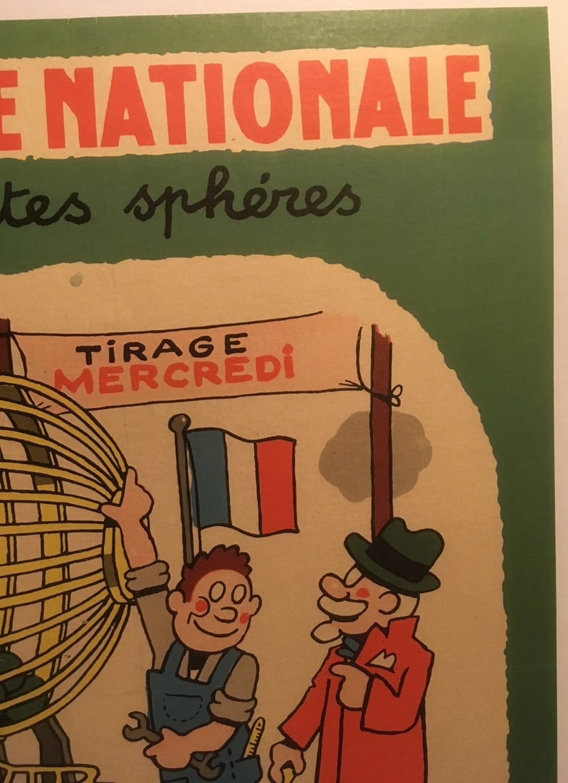 Original Vintage French National Lottery "Drole de Spoutnik" Poster Linen Backed - 3