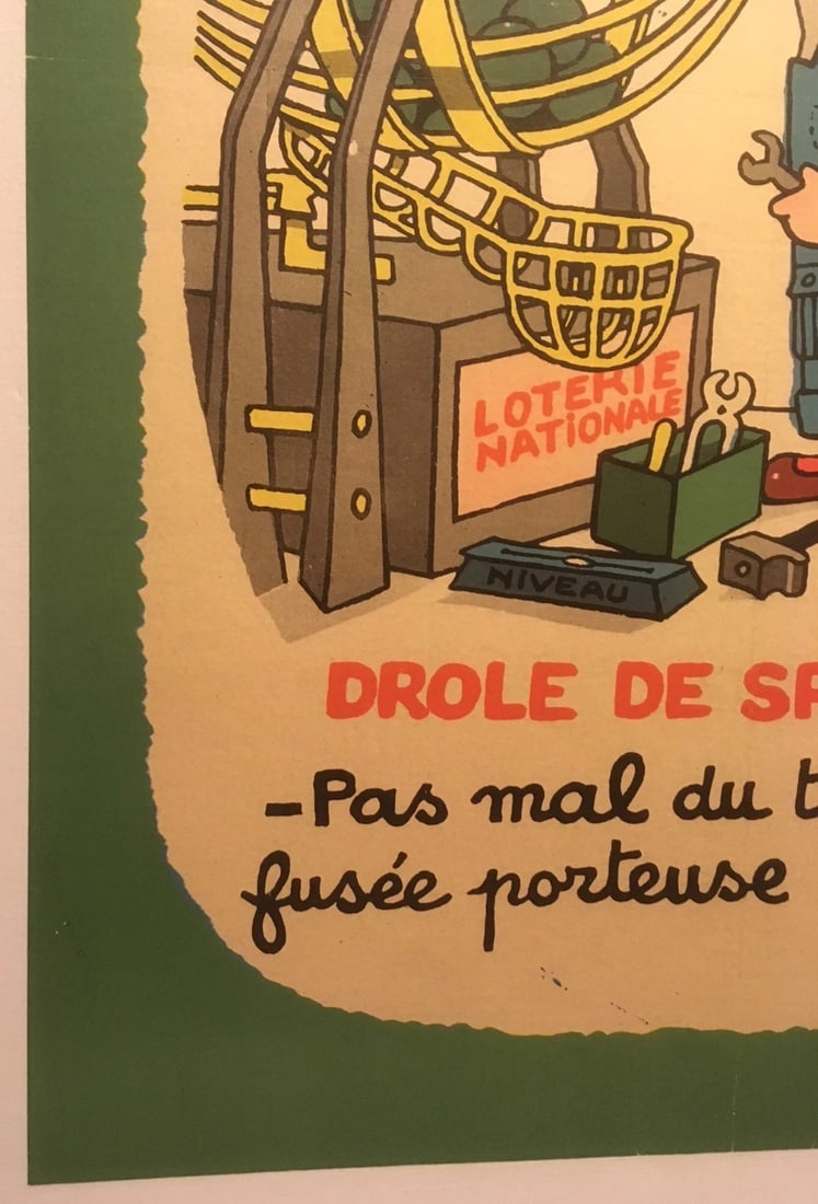 Original Vintage French National Lottery "Drole de Spoutnik" Poster Linen Backed - 4