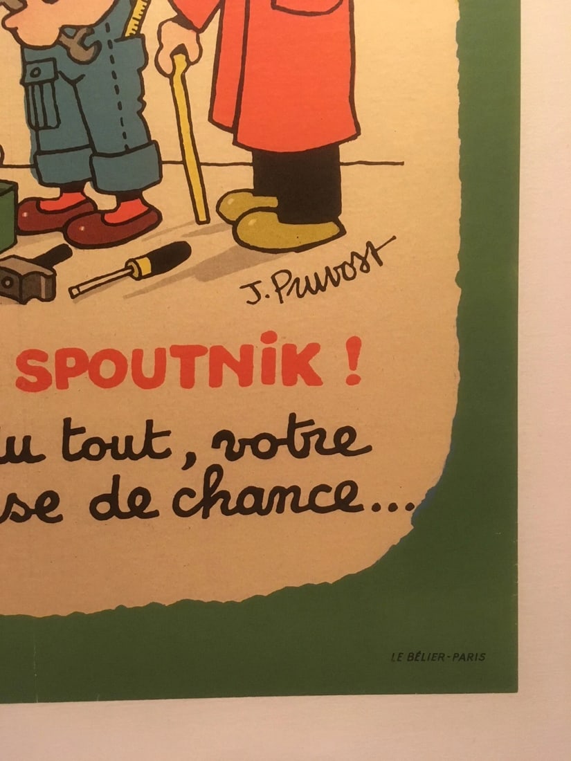Original Vintage French National Lottery "Drole de Spoutnik" Poster Linen Backed - 5