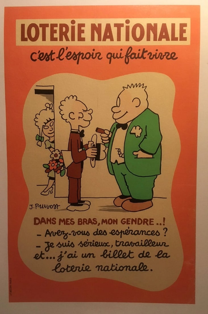 Original Vintage French National Lottery "Dans Mes Bras" Poster Linen Backed (1 of 5)