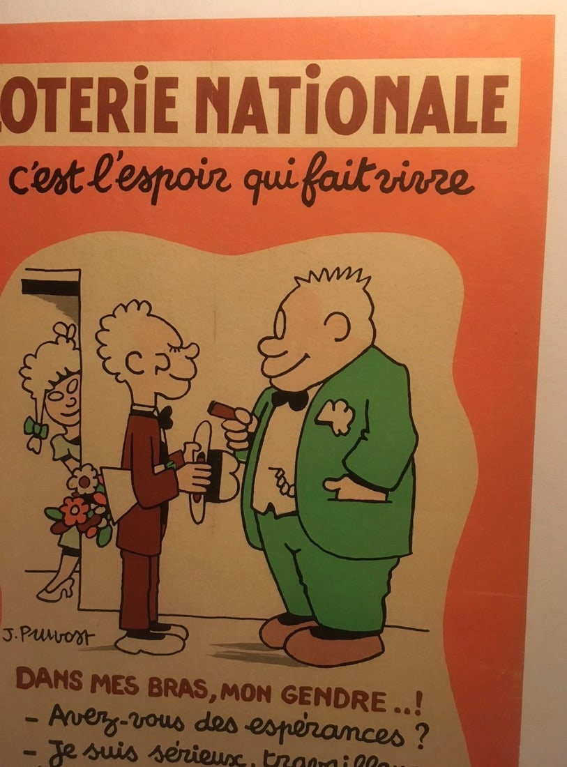 Original Vintage French National Lottery "Dans Mes Bras" Poster Linen Backed - 3