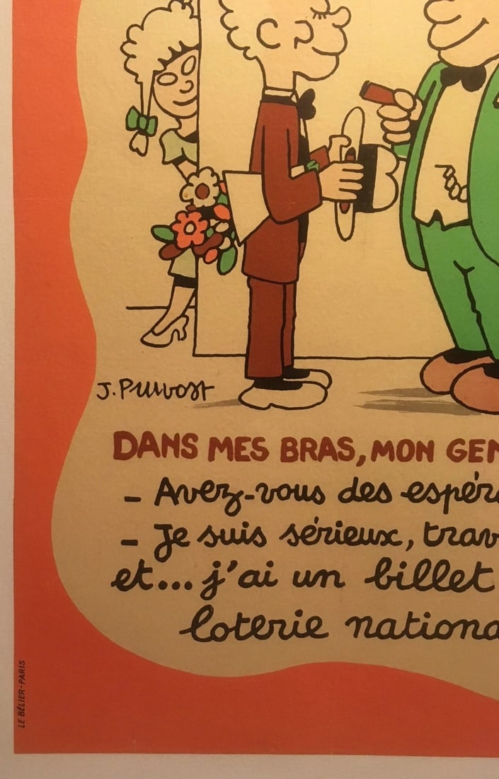 Original Vintage French National Lottery "Dans Mes Bras" Poster Linen Backed - 4