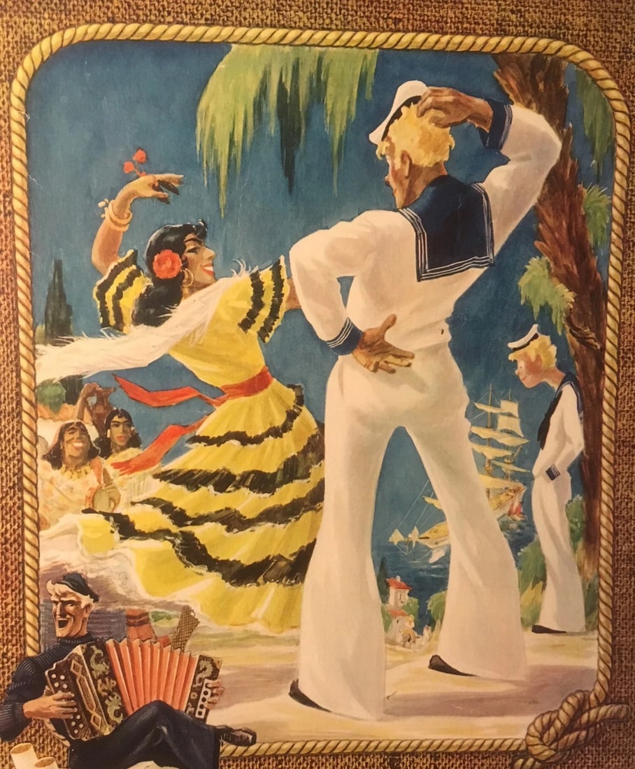 Original Vintage c.1950 German "Gold Dollar" Cigarette Poster Linen Backed - 3