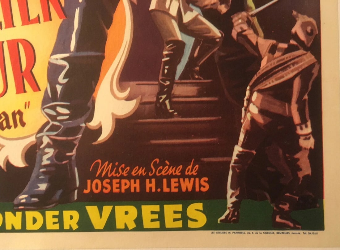 Original Vintage French Dubbed "The Swordsman" Poster Linen Backed - 3