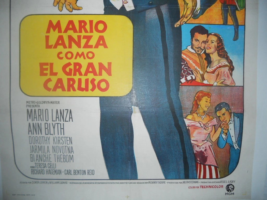 Original Vintage "The Great Caruso" Spanish Dubbed Movie Poster Linen Backed - 2