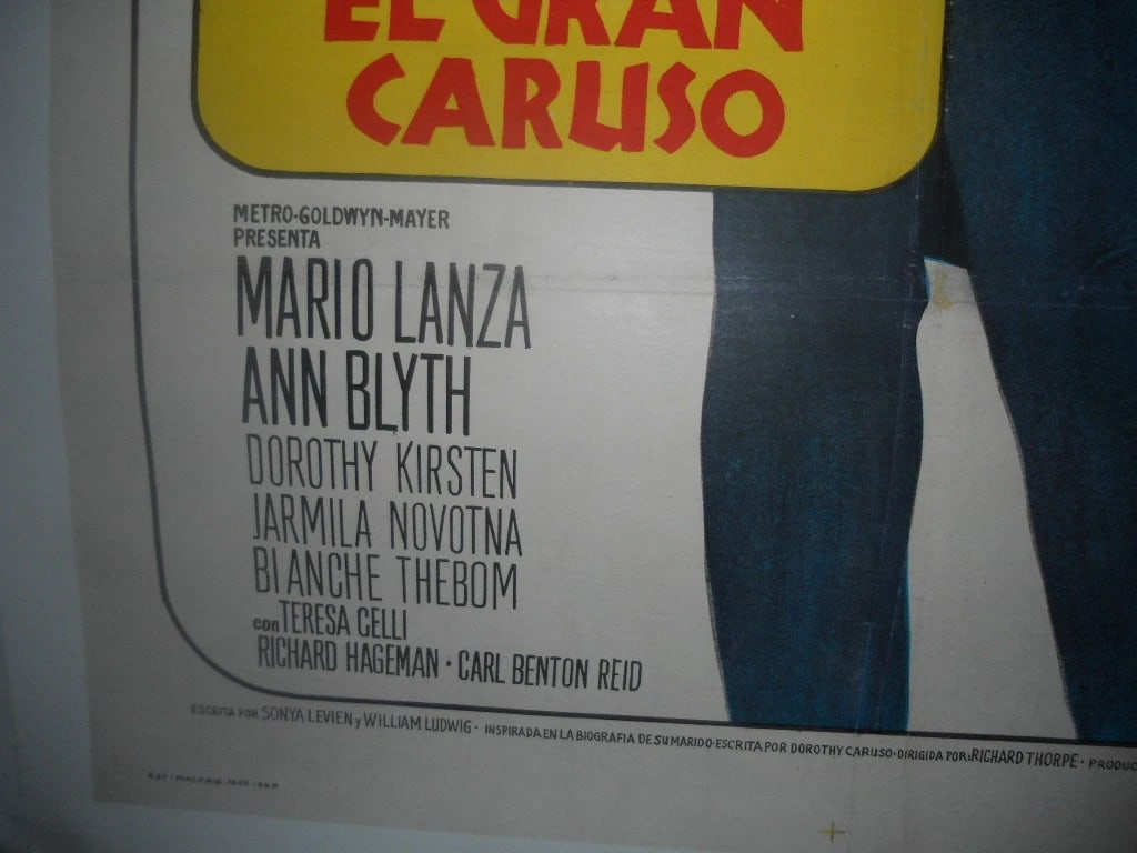 Original Vintage "The Great Caruso" Spanish Dubbed Movie Poster Linen Backed - 4