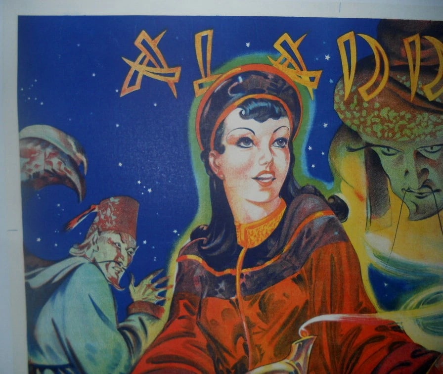 Original Vintage c.1930 Aladdin English Theater Poster Linen Backed - 3